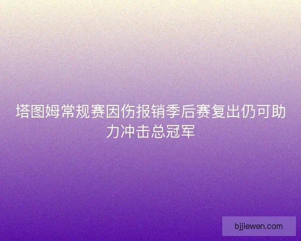 塔图姆常规赛因伤报销季后赛复出仍可助力冲击总冠军